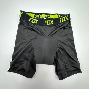 Fox Racing Mens Padded Cycling Liner Shorts Black Lime Green Size 32 MTB Biker